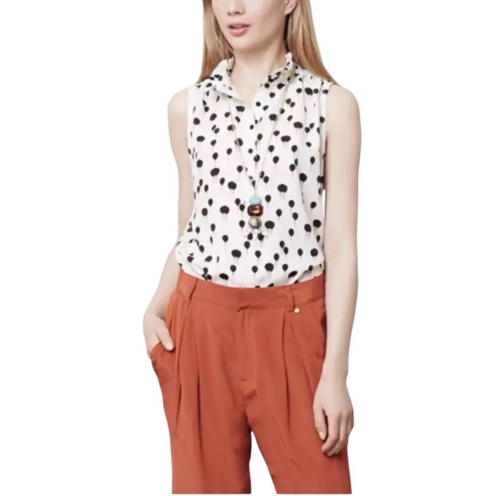 Maeve Anthropologie Float On Tank Black & White Sleeveless Top Blouse size S